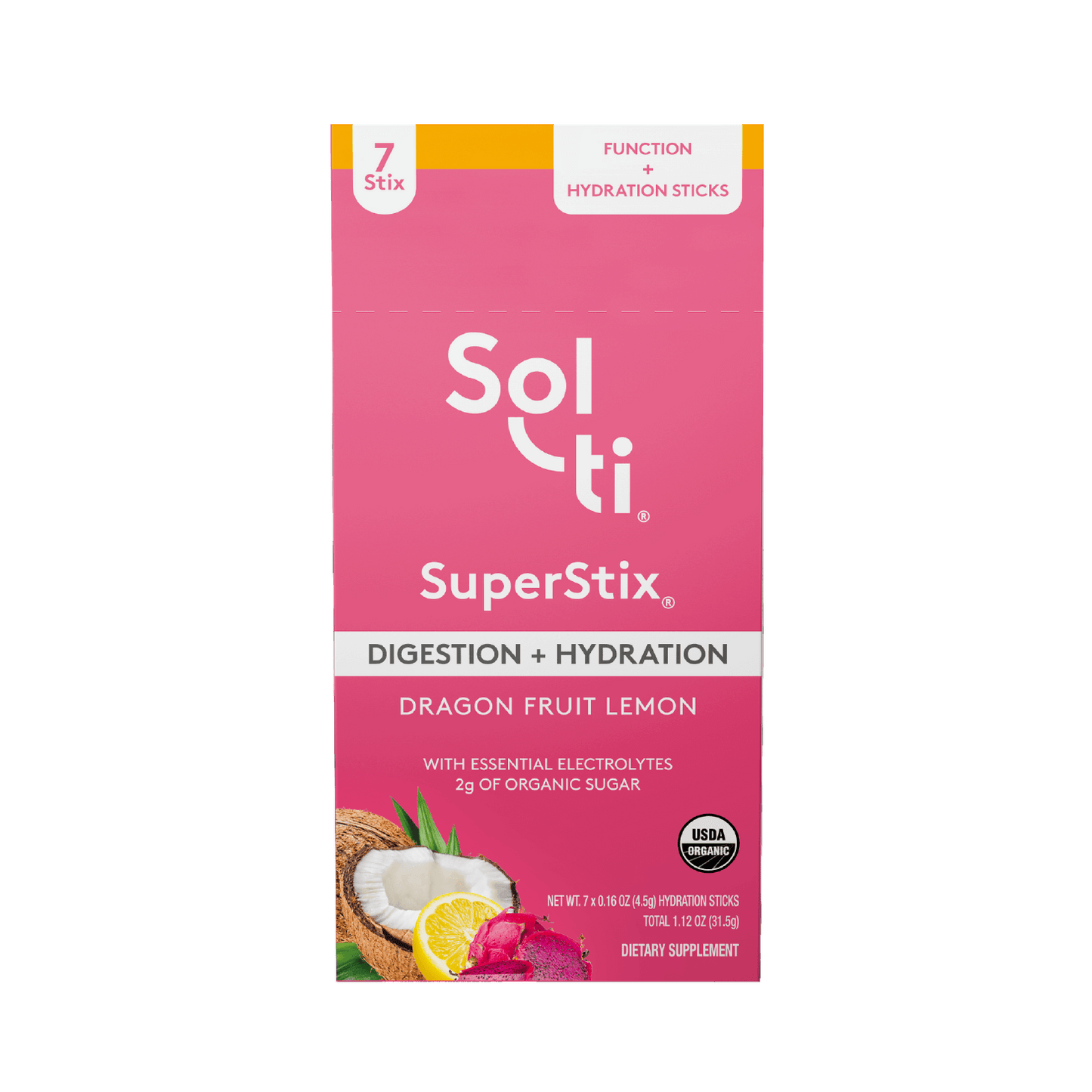 Dragon Fruit Lemon SuperStix® (DIGESTION + HYDRATION) 7ct
