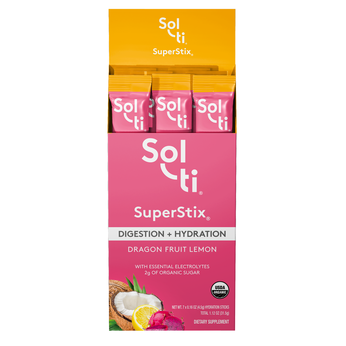 Dragon Fruit Lemon SuperStix® (DIGESTION + HYDRATION) 7ct