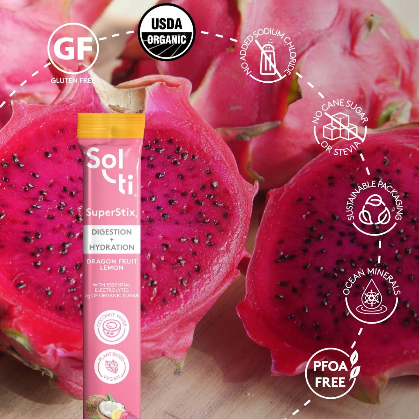 Dragon Fruit Lemon SuperStix® (DIGESTION + HYDRATION) 7ct