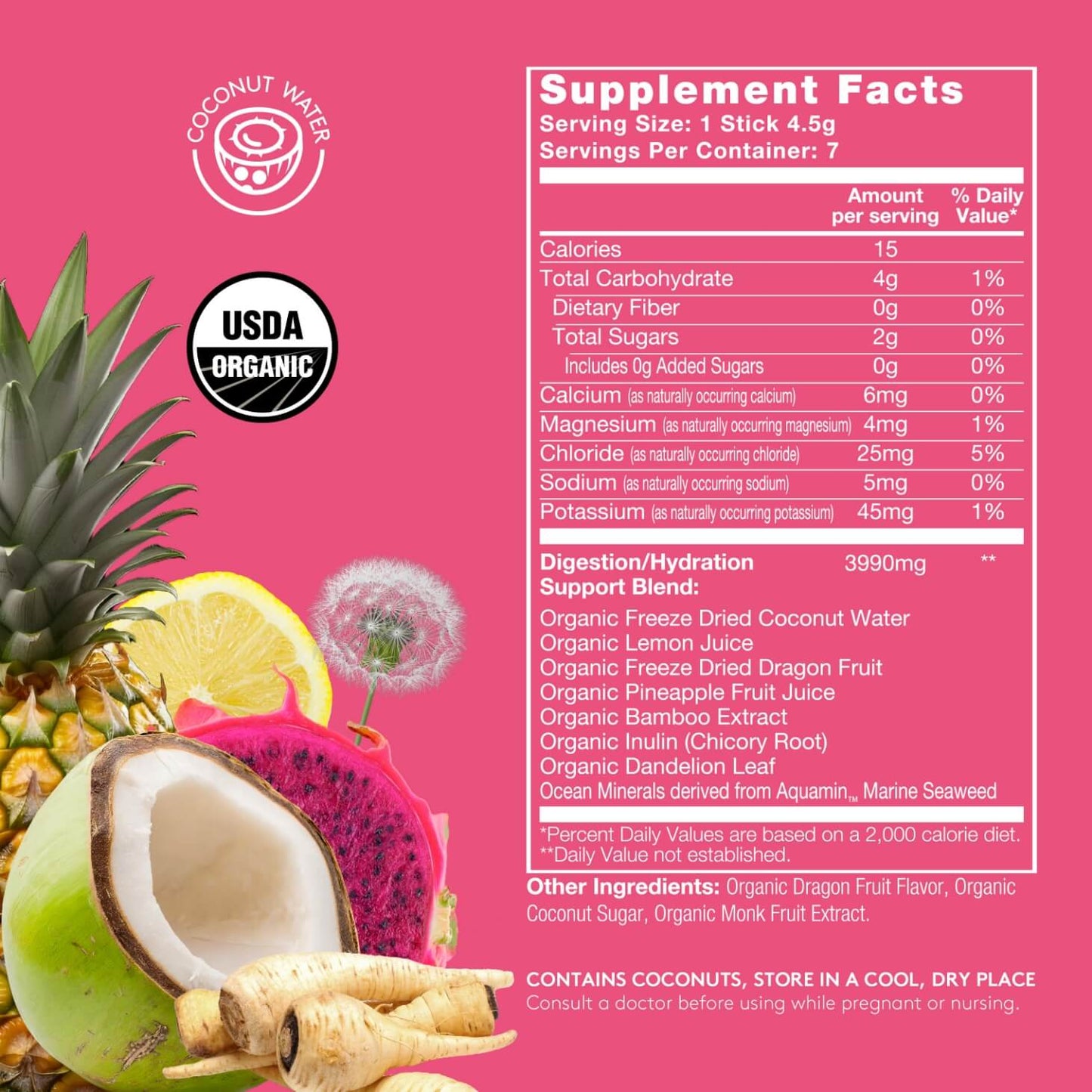 Dragon Fruit Lemon SuperStix® (DIGESTION + HYDRATION) 7ct