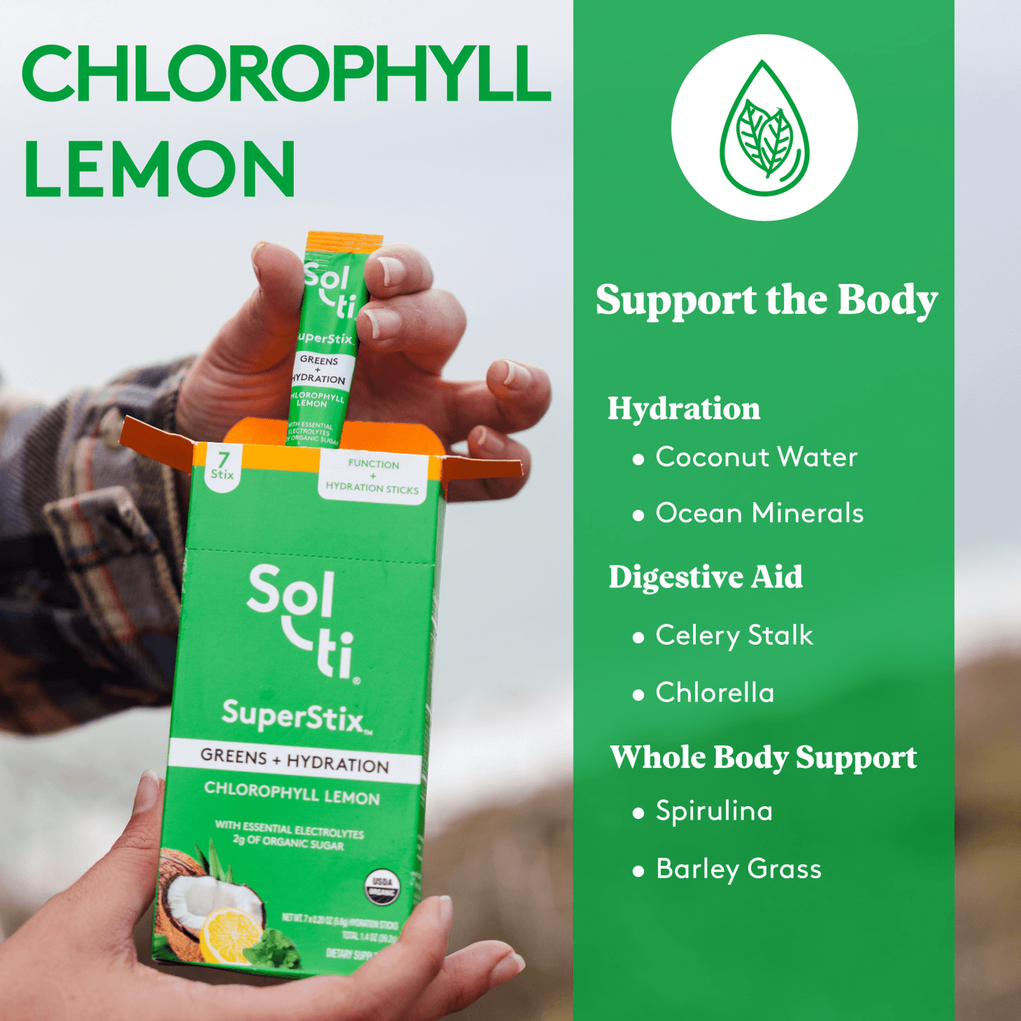 Chlorophyll Lemon SuperStix® (GREENS + HYDRATION) 7ct