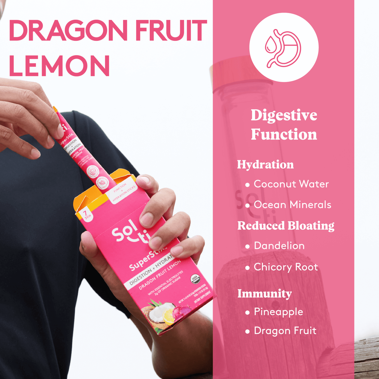 Dragon Fruit Lemon SuperStix® (DIGESTION + HYDRATION) 7ct