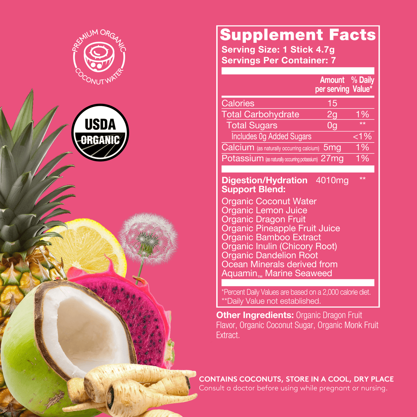 Dragon Fruit Lemon SuperStix® (DIGESTION + HYDRATION) 7ct