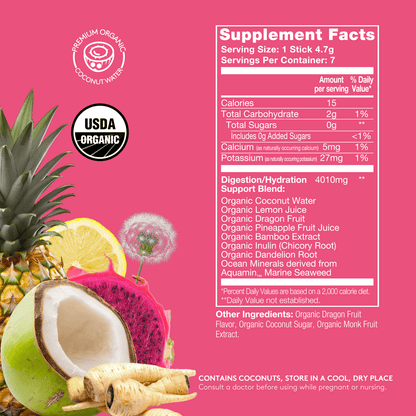 Dragon Fruit Lemon SuperStix® (DIGESTION + HYDRATION) 7ct